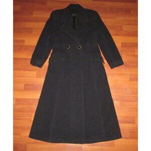 Vintage Balimel Black Virgin Wool Double Breasted Coat - Sz S